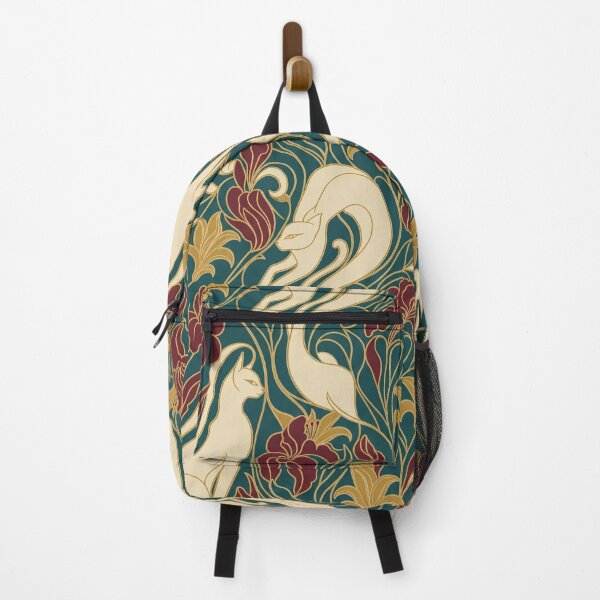 Item preview, Art Nouveau Cat Seamless Pattern | Mucha Style Cat Pattern Teal and Gold designed and sold by StickyGuys.