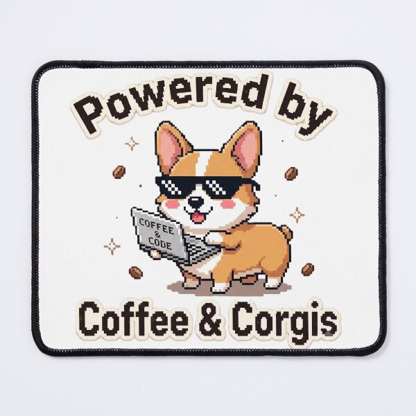 Item preview, Powered By Coffee And Corgis Cute Pixel Art Corgi Programmer designed and sold by nour-lawra.