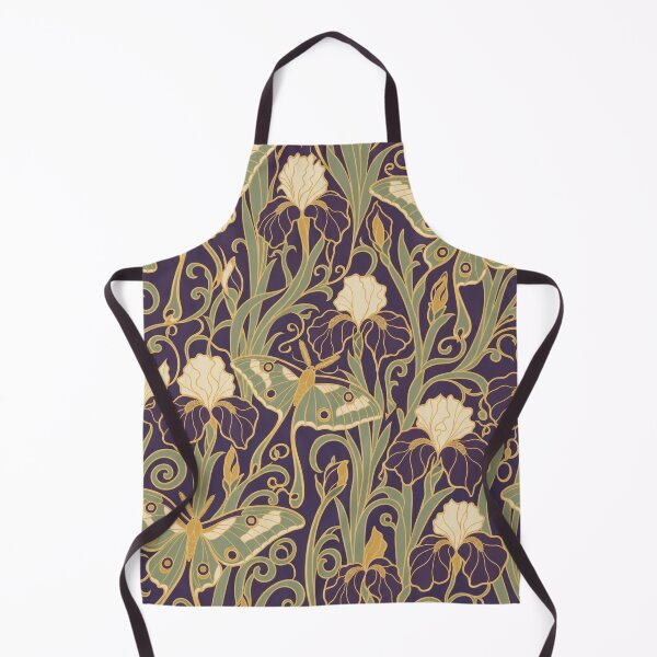 Item preview, Art Nouveau Moth and Iris Seamless Pattern | Mucha Style Dark Botanical Plum designed and sold by StickyGuys.