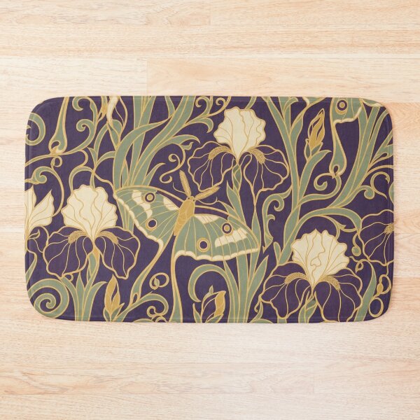 Item preview, Art Nouveau Moth and Iris Seamless Pattern | Mucha Style Dark Botanical Plum designed and sold by StickyGuys.