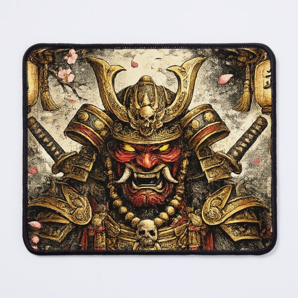 Item preview, Japanese Bushido Code Samurai Warrior Oni Mask Art designed and sold by Mohamedeinoo.