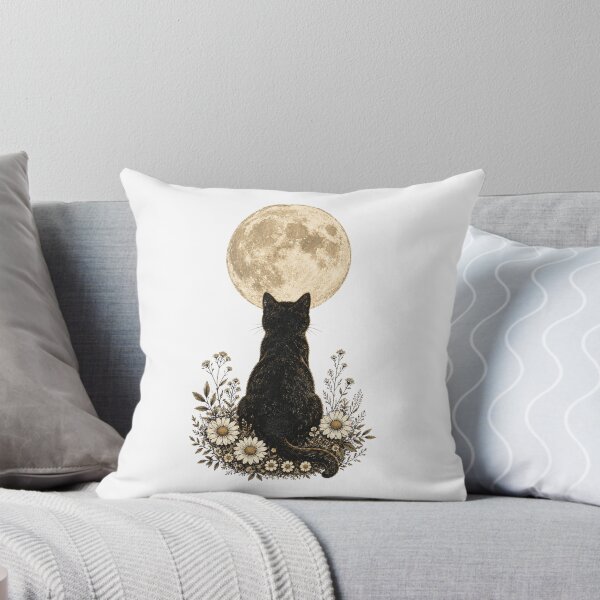 Item preview, Black Cat, Moon, Flowers, Meadow.   designed and sold by T shirts Collective.