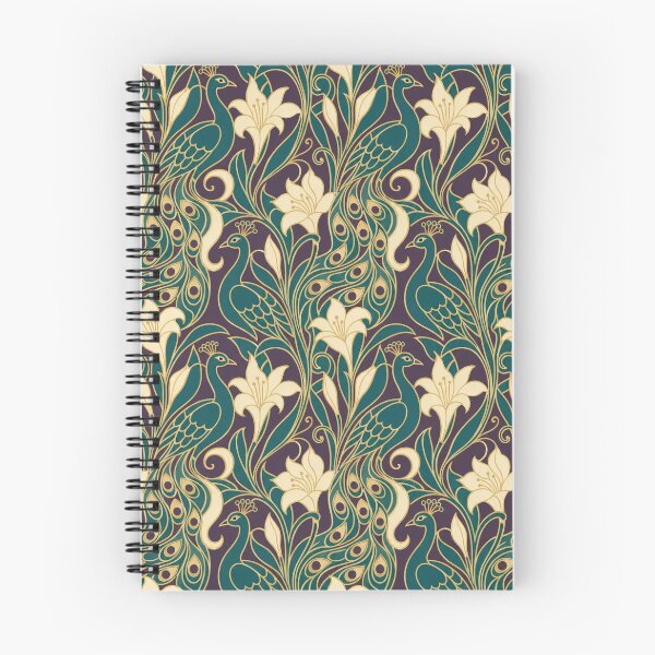 Item preview, Art Nouveau Peacock Seamless Pattern | Mucha Style Feather Pattern Teal and Gold designed and sold by StickyGuys.