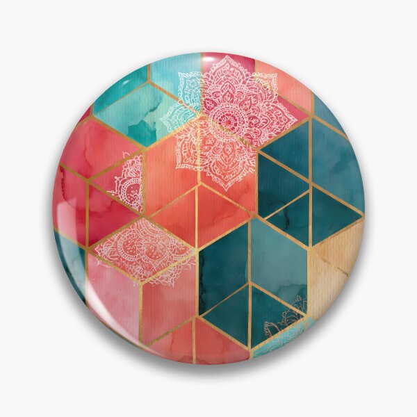 Item preview, Boho Pattern Colorful Hexagon Patchwork Cubes designed and sold by FrostyFrisby.