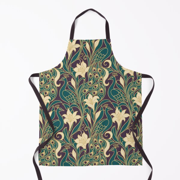 Item preview, Art Nouveau Peacock Seamless Pattern | Mucha Style Feather Pattern Teal and Gold designed and sold by StickyGuys.