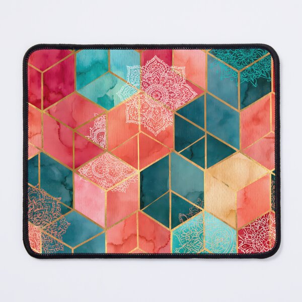 Item preview, Boho Pattern Colorful Hexagon Patchwork Cubes designed and sold by FrostyFrisby.