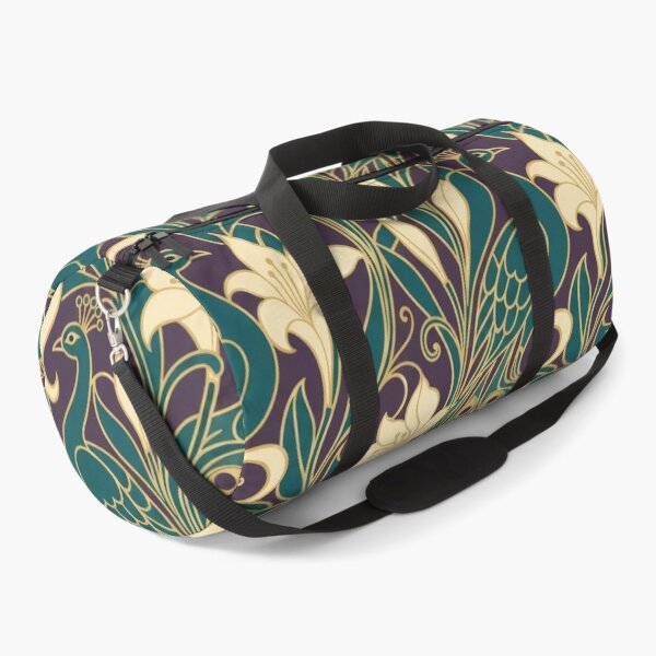 Item preview, Art Nouveau Peacock Seamless Pattern | Mucha Style Feather Pattern Teal and Gold designed and sold by StickyGuys.