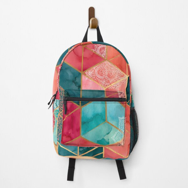 Item preview, Boho Pattern Colorful Hexagon Patchwork Cubes designed and sold by FrostyFrisby.