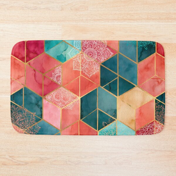 Item preview, Boho Pattern Colorful Hexagon Patchwork Cubes designed and sold by FrostyFrisby.