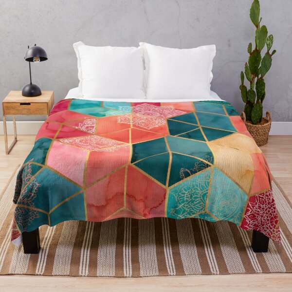 Item preview, Boho Pattern Colorful Hexagon Patchwork Cubes designed and sold by FrostyFrisby.