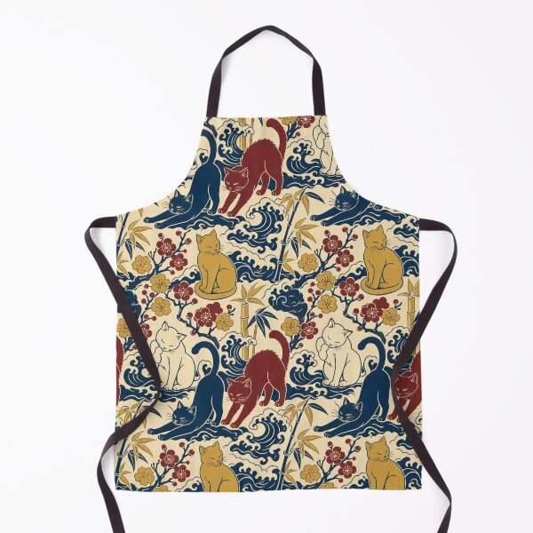 Item preview, Ukiyo-e Cat Seamless Pattern | Japanese Woodblock Cat Pattern Indigo designed and sold by StickyGuys.