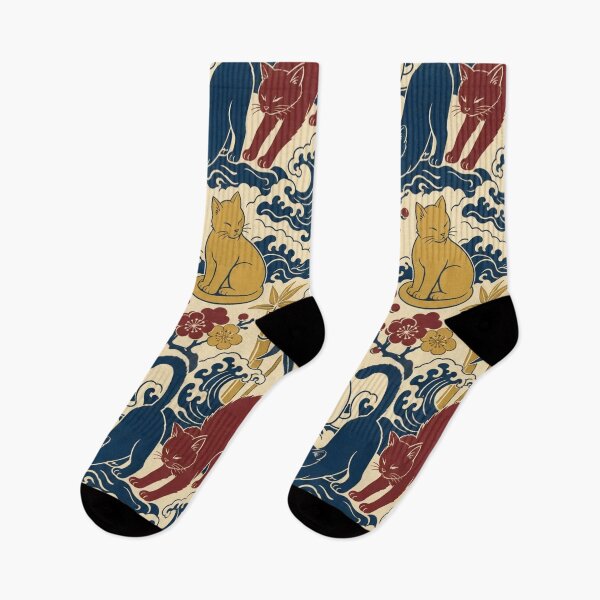 Item preview, Ukiyo-e Cat Seamless Pattern | Japanese Woodblock Cat Pattern Indigo designed and sold by StickyGuys.