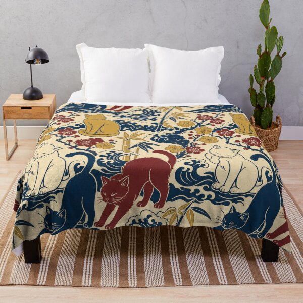 Item preview, Ukiyo-e Cat Seamless Pattern | Japanese Woodblock Cat Pattern Indigo designed and sold by StickyGuys.
