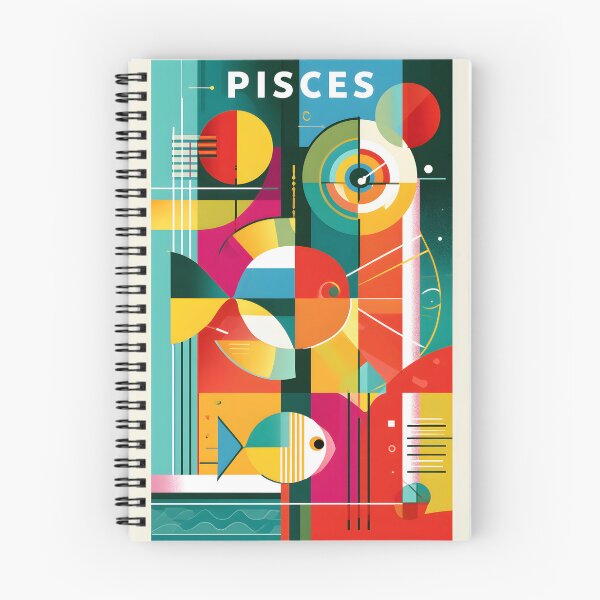 Item preview, Pisces Zodiac Fish in Bold Geometric Colors with Contemporary Celestial Astrology Wall Art designed and sold by OlfactoART Studio.