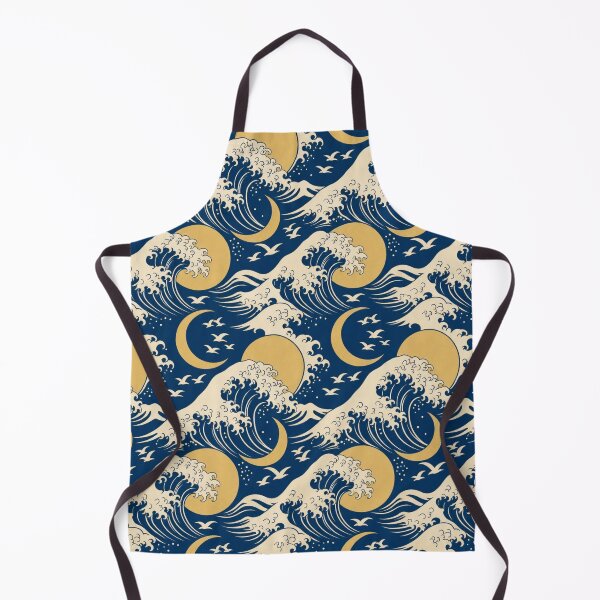 Item preview, Ukiyo-e Wave and Moon Seamless Pattern | Japanese Woodblock Indigo Pattern designed and sold by StickyGuys.