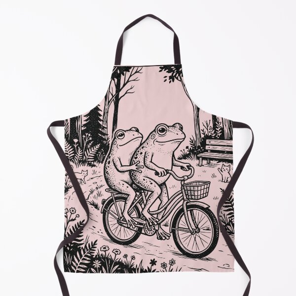 Item preview, Two Frogs on a Bike Funny Hipster Toads Linocut designed and sold by Y-Vibes.