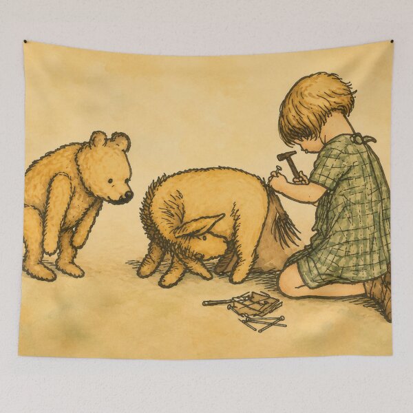 Item preview, Winnie the Pooh Vintage Storybook Repair Scene Wall Art for Nursery designed and sold by RickE.