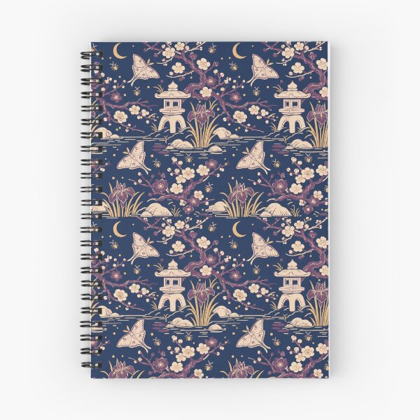 Item preview, Ukiyo-e Night Garden Seamless Pattern | Japanese Woodblock Moth Pattern Indigo designed and sold by StickyGuys.