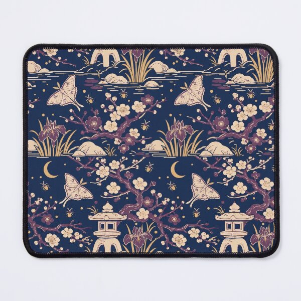 Item preview, Ukiyo-e Night Garden Seamless Pattern | Japanese Woodblock Moth Pattern Indigo designed and sold by StickyGuys.