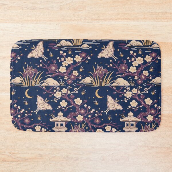 Item preview, Ukiyo-e Night Garden Seamless Pattern | Japanese Woodblock Moth Pattern Indigo designed and sold by StickyGuys.
