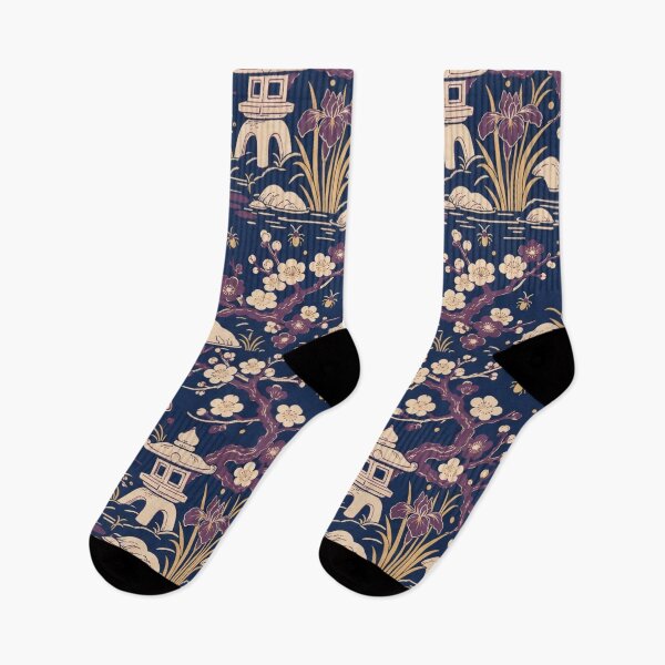 Item preview, Ukiyo-e Night Garden Seamless Pattern | Japanese Woodblock Moth Pattern Indigo designed and sold by StickyGuys.