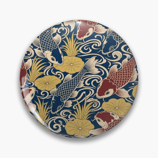 Item preview, Ukiyo-e Koi Seamless Pattern | Japanese Woodblock Carp Pattern Oxblood Indigo designed and sold by StickyGuys.