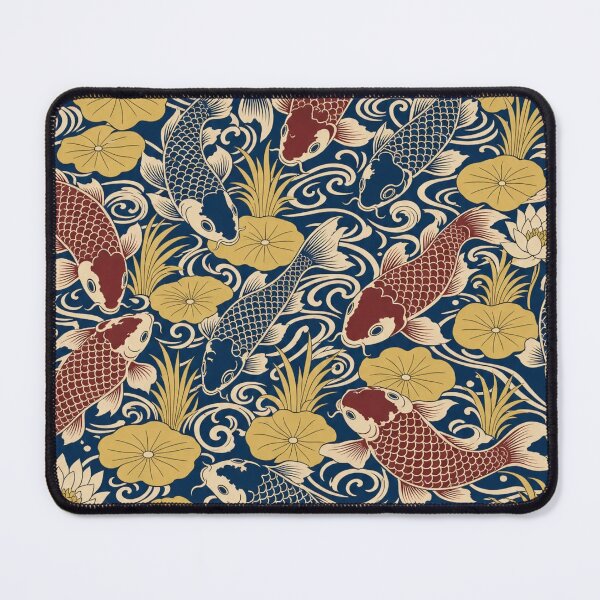 Item preview, Ukiyo-e Koi Seamless Pattern | Japanese Woodblock Carp Pattern Oxblood Indigo designed and sold by StickyGuys.
