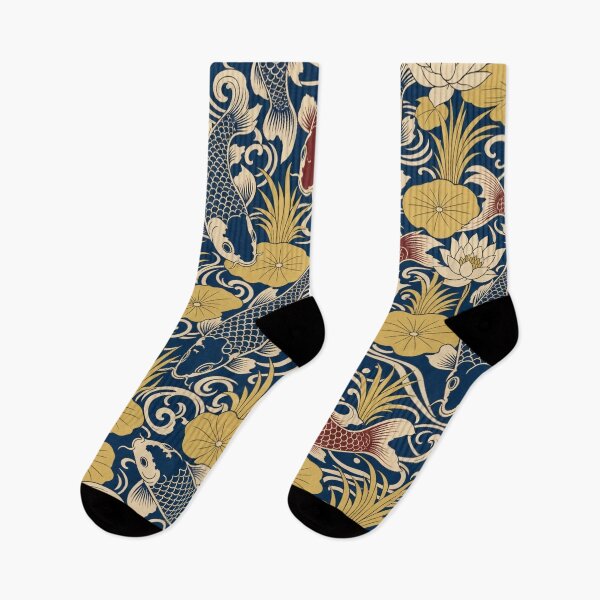 Item preview, Ukiyo-e Koi Seamless Pattern | Japanese Woodblock Carp Pattern Oxblood Indigo designed and sold by StickyGuys.