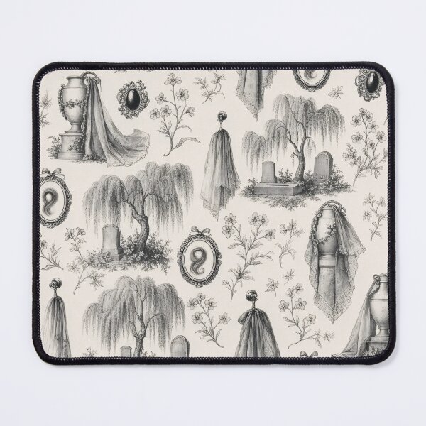 Item preview, Victorian Mourning Toile Seamless Pattern | Memento Mori Gothic Toile Jet Black designed and sold by StickyGuys.