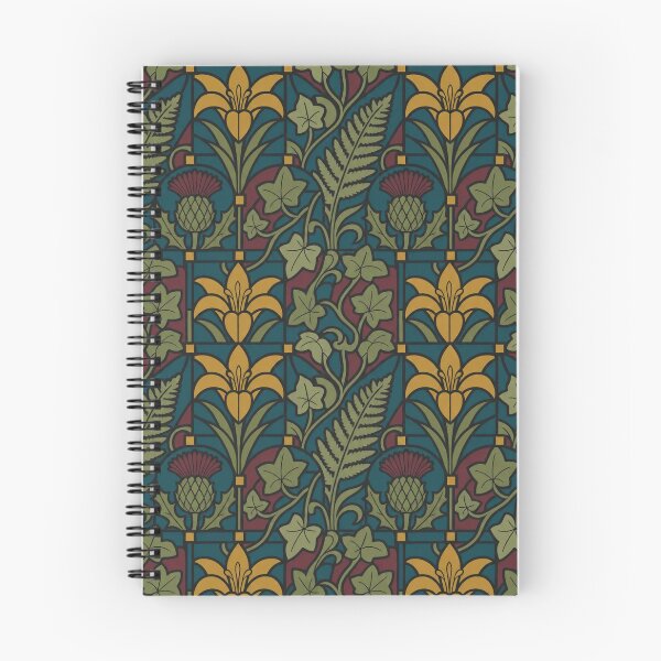 Item preview, Stained Glass Botanical Seamless Pattern | Arts and Crafts Window Pattern Teal Amber designed and sold by StickyGuys.