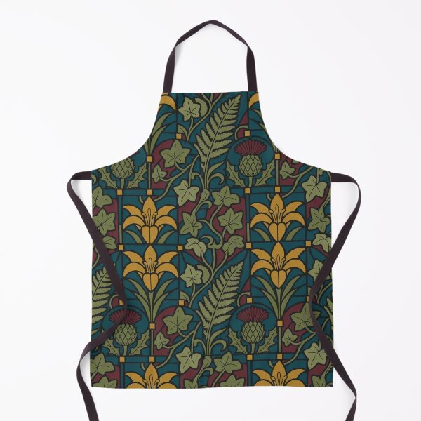 Item preview, Stained Glass Botanical Seamless Pattern | Arts and Crafts Window Pattern Teal Amber designed and sold by StickyGuys.