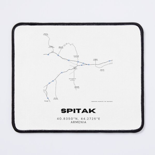Item preview, Spitak Armenia Minimalist City Map with Coordinates | Black and White Street Map Art Print designed and sold by RM-Journey.