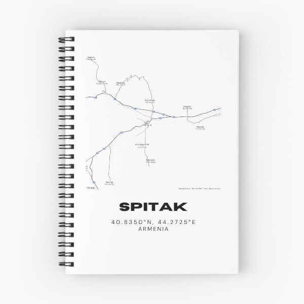 Item preview, Spitak Armenia Minimalist City Map with Coordinates | Black and White Street Map Art Print designed and sold by RM-Journey.