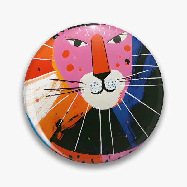 Item preview, Expressive Lion Portrait with Bold Geometric Patterns and Vibrant Contemporary Animal Wall Art designed and sold by OlfactoART Studio.