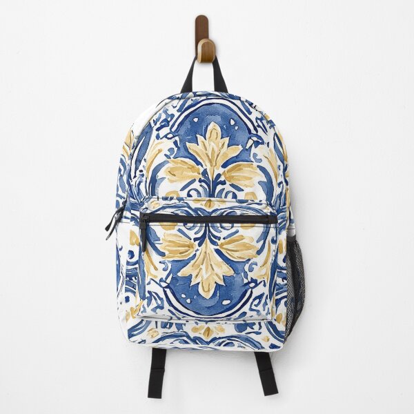 Item preview, Traditional Portuguese Azulejo Tile - Blue and Gold Ceramic Pattern designed and sold by Nine Lives Studio.