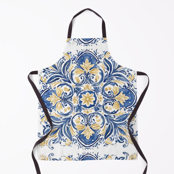 Item preview, Traditional Portuguese Azulejo Tile - Blue and Gold Ceramic Pattern designed and sold by Nine Lives Studio.