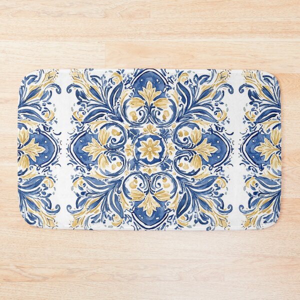 Item preview, Traditional Portuguese Azulejo Tile - Blue and Gold Ceramic Pattern designed and sold by Nine Lives Studio.