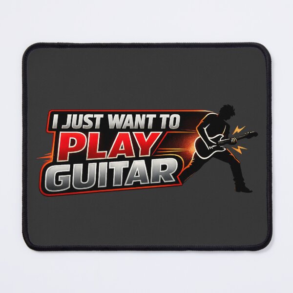Item preview, Want to Play Guitar – Red Rock Guitarist Silhouette designed and sold by ThoughtsInTheOpen.