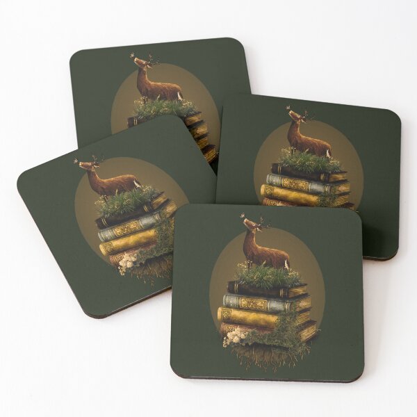 Item preview, Mystical Stag on Vintage Book Stack Art designed and sold by ArtistsAtticWI.