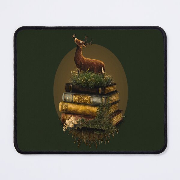 Item preview, Mystical Stag on Vintage Book Stack Art designed and sold by ArtistsAtticWI.