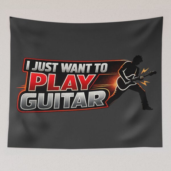 Item preview, Want to Play Guitar – Red Rock Guitarist Silhouette designed and sold by ThoughtsInTheOpen.