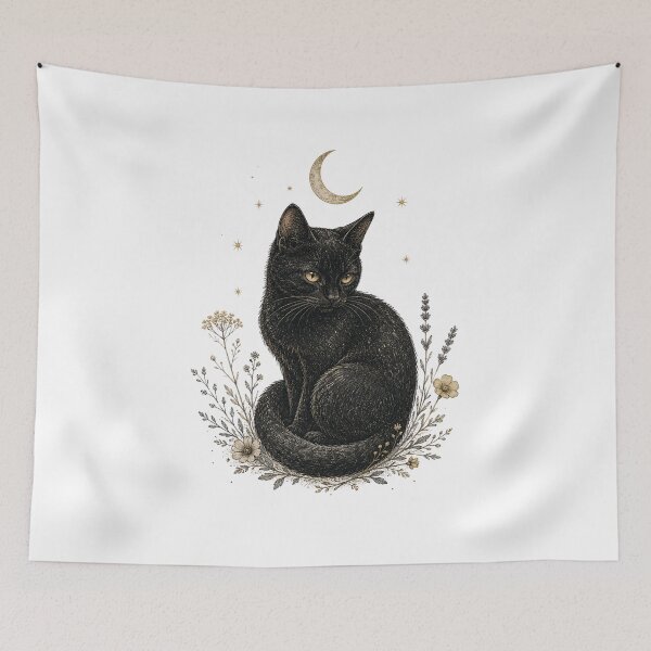 Item preview, Black Cat, Crescent Moon. designed and sold by T shirts Collective.
