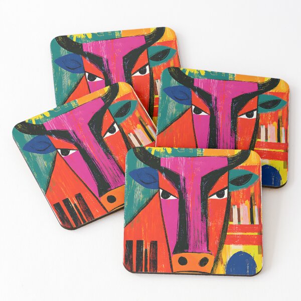 Item preview, Taurus Zodiac Bull in Bold Abstract Geometry with Vibrant Contemporary Astrology Wall Art designed and sold by OlfactoART Studio.