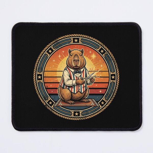 Item preview, Retro Cyber Barber Capybara Vintage Badge designed and sold by DuckOddity.