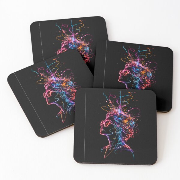 Item preview, Neon Mind Abstract Woman Profile designed and sold by NucciCollective.