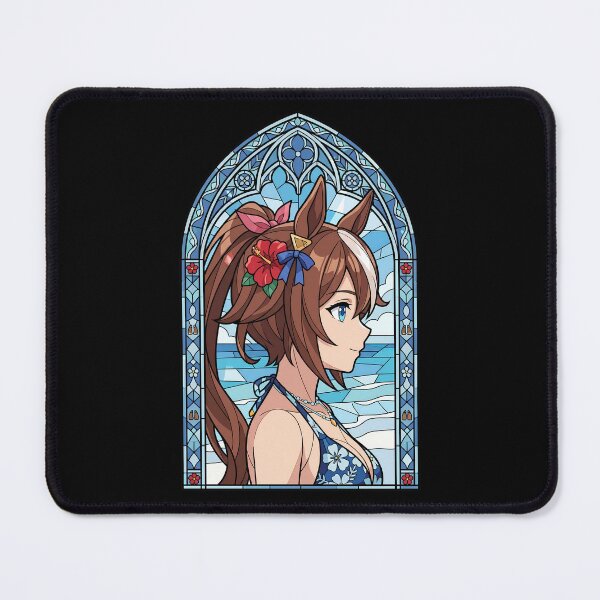Item preview, Tokai Teio Uma Musume Ocean Blue Stained Glass Portrait designed and sold by mildaclairmo.