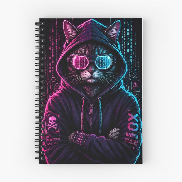 Item preview, Cyber Hacker Cat Neon Cyberpunk Hoodie Coding designed and sold by ROGK.