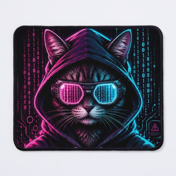 Item preview, Cyber Hacker Cat Neon Cyberpunk Hoodie Coding designed and sold by ROGK.
