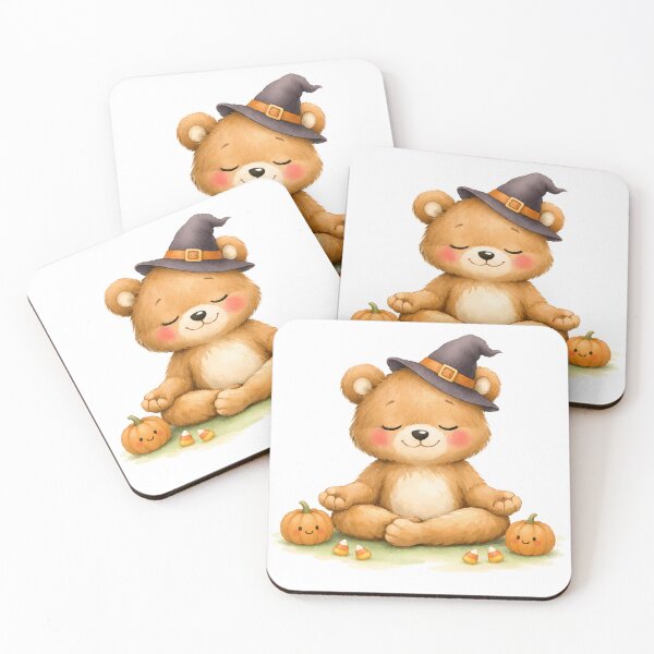 Item preview, Halloween Lotus Bear in a Witch’s Hat designed and sold by YogiAnimalArt.