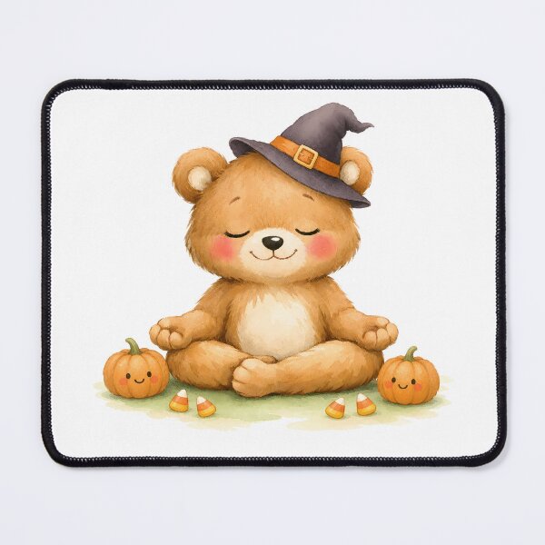 Item preview, Halloween Lotus Bear in a Witch’s Hat designed and sold by YogiAnimalArt.